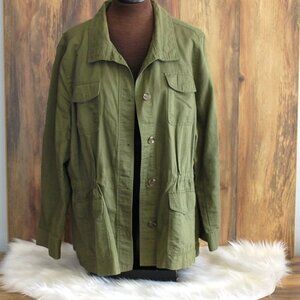 Talbots Classic Casual Plus Army Green Women's Plus Size Jacket 2X